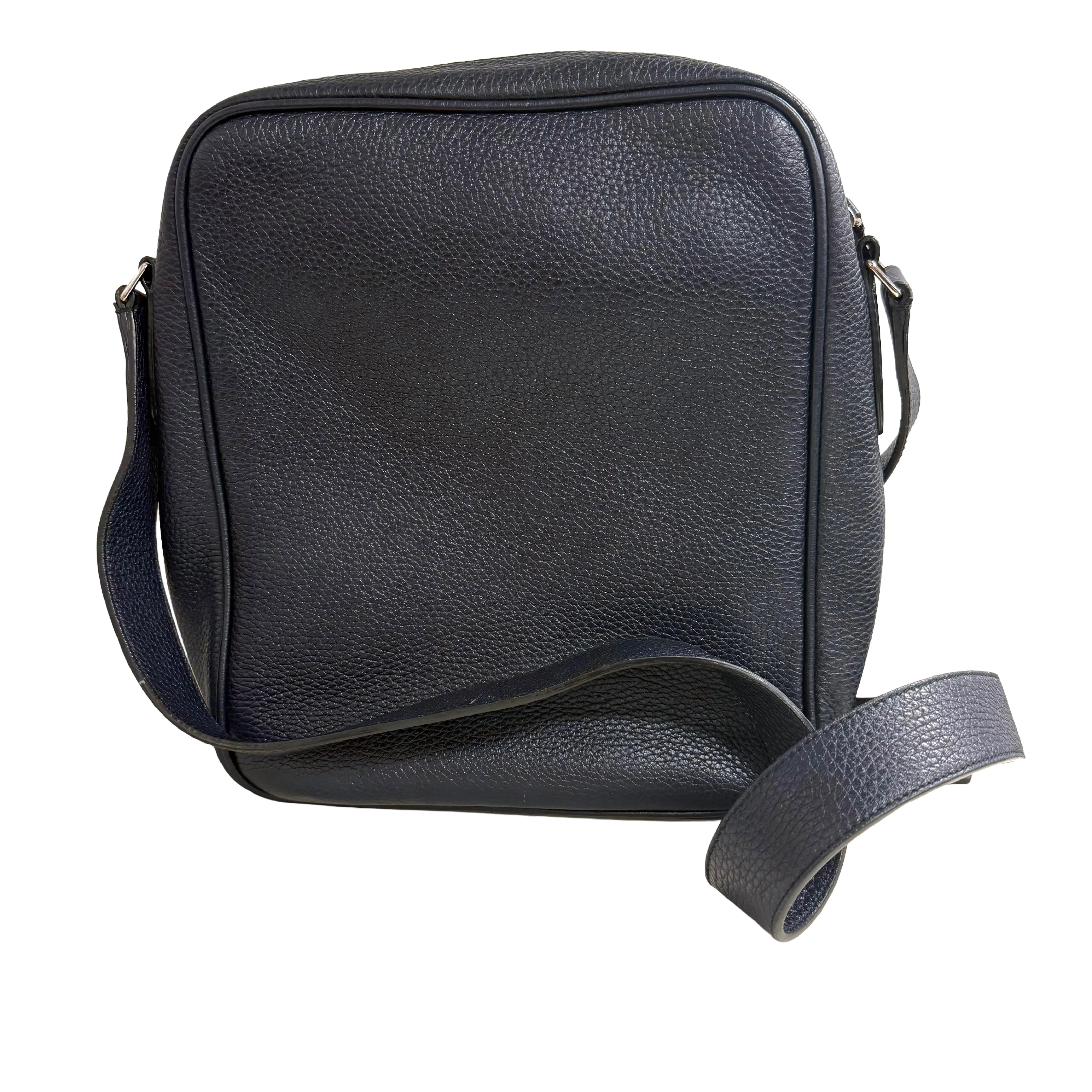 Bally | Logo Crossbody Bag – Navy Grained Leather & Silver-Tone Hardware (Pristine Condition) - Image 3