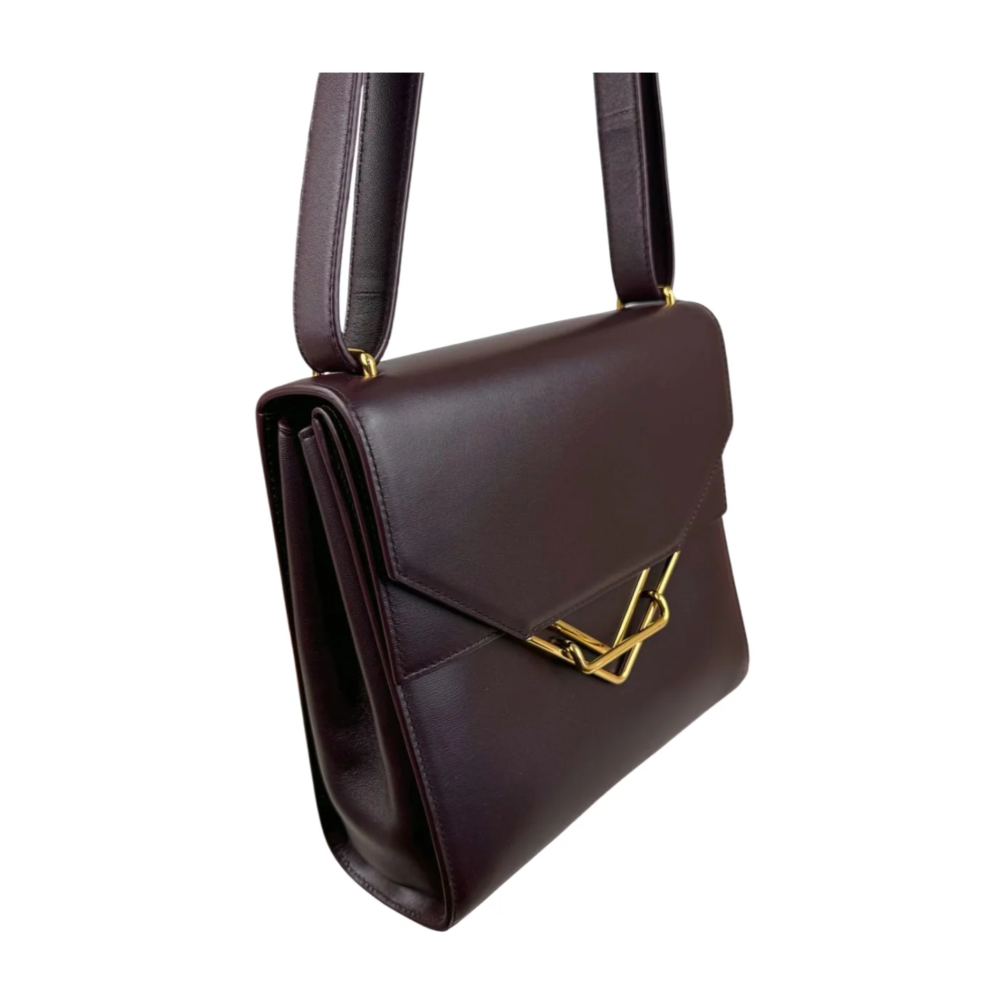 Bottega Veneta | Vintage Logo Flap Bag in Burgundy Leather (Excellent Condition) - Image 3