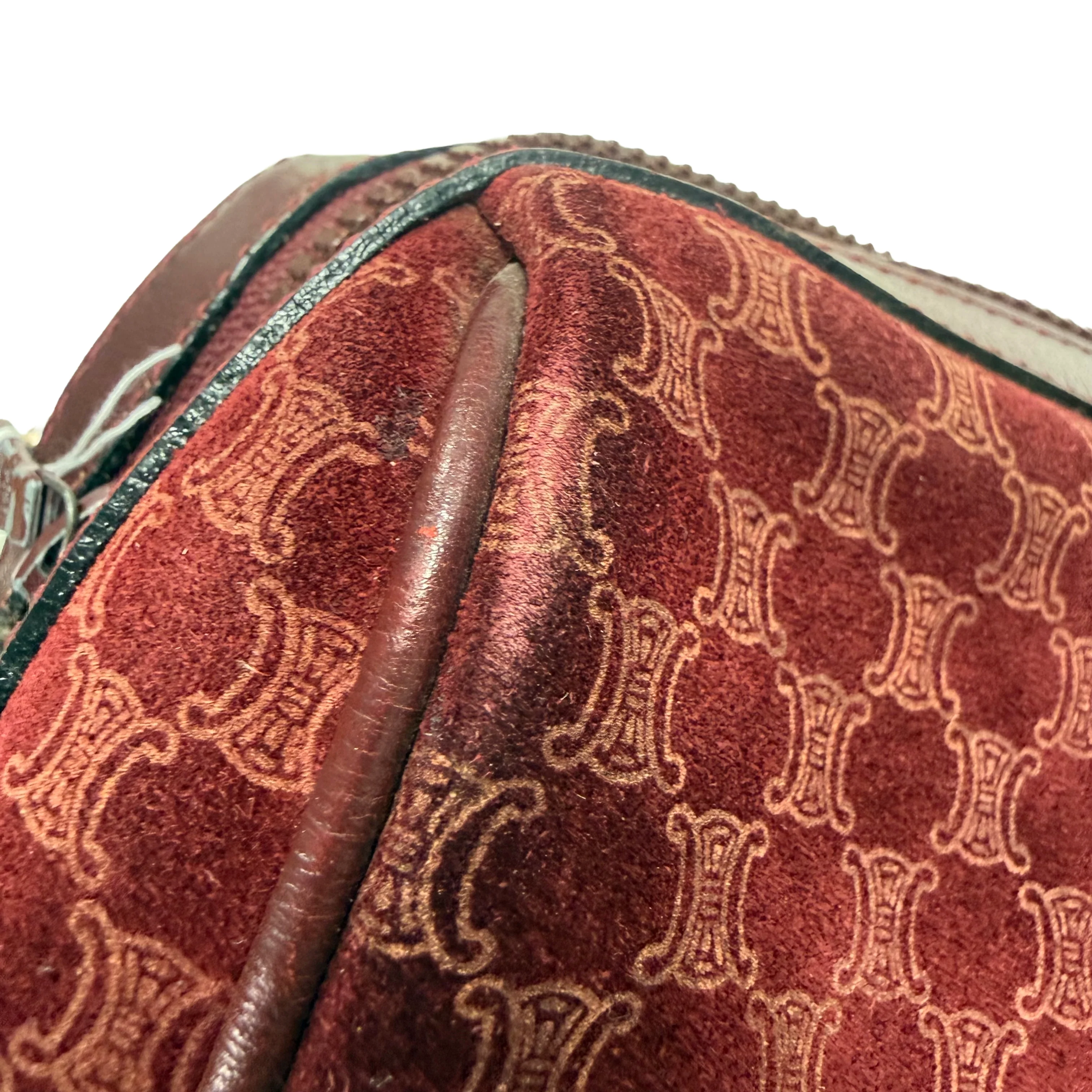 Celine | Boston Handbag – Burgundy Suede & Leather Trim (Good Condition) - Image 7