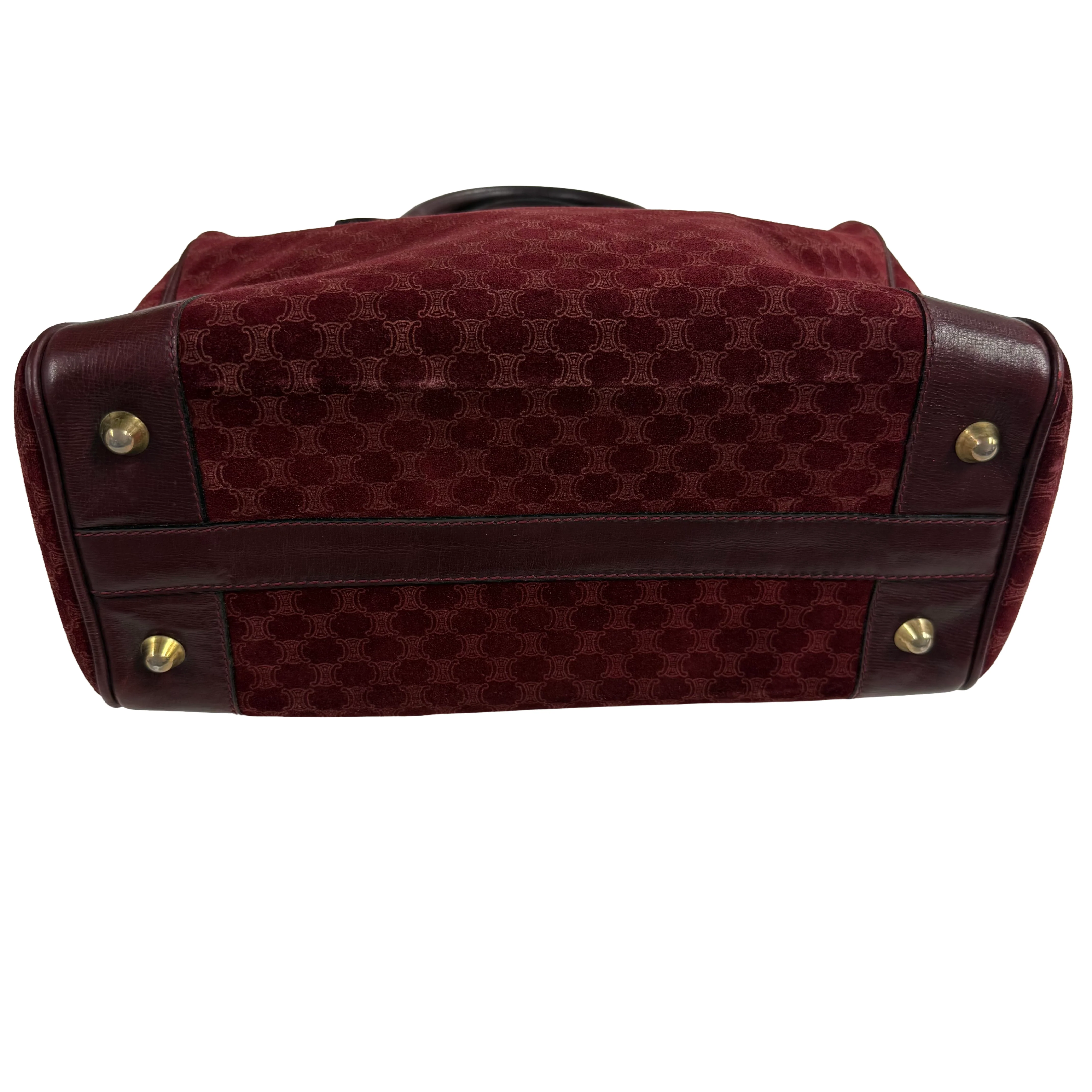 Celine | Boston Handbag – Burgundy Suede & Leather Trim (Good Condition) - Image 8