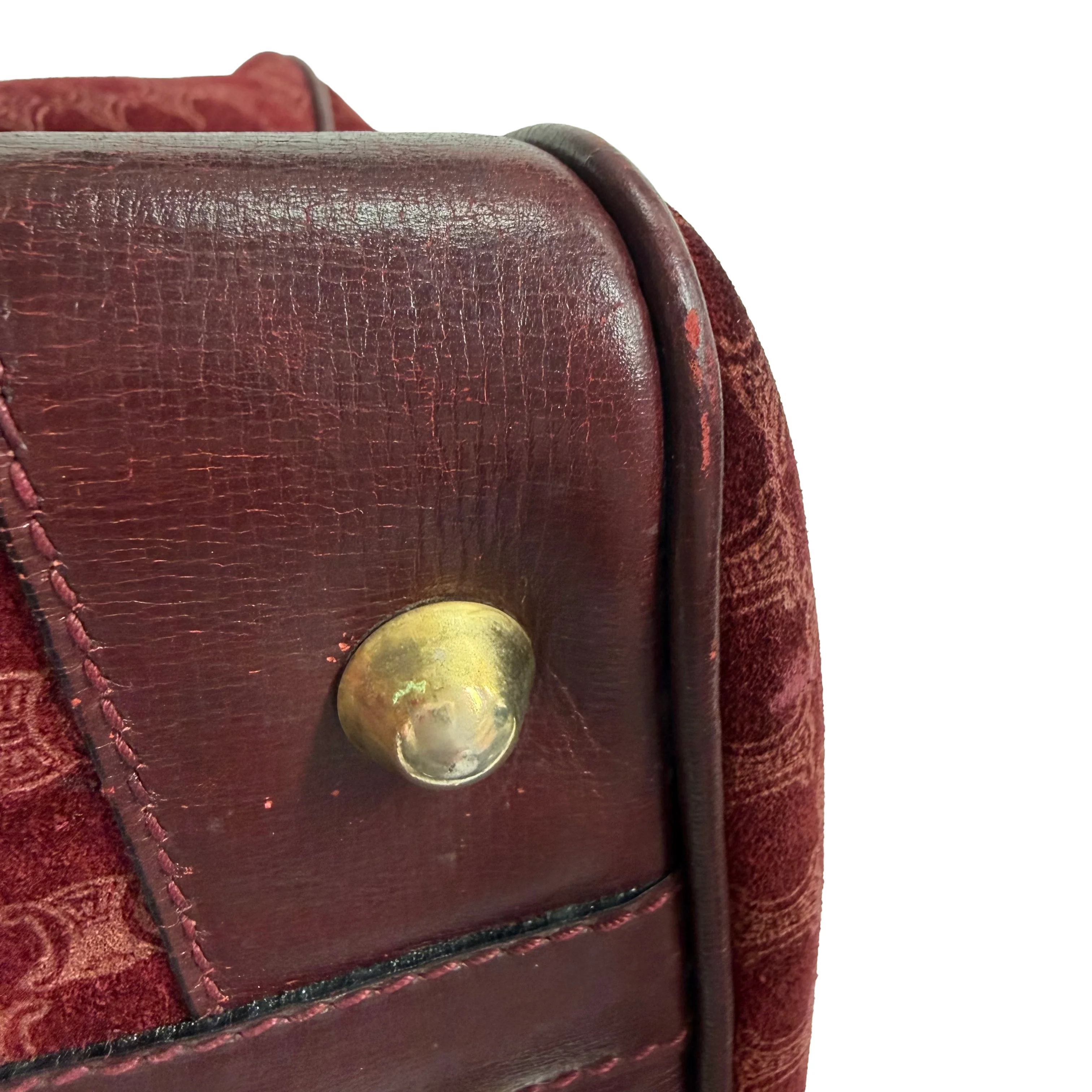 Celine | Boston Handbag – Burgundy Suede & Leather Trim (Good Condition) - Image 9