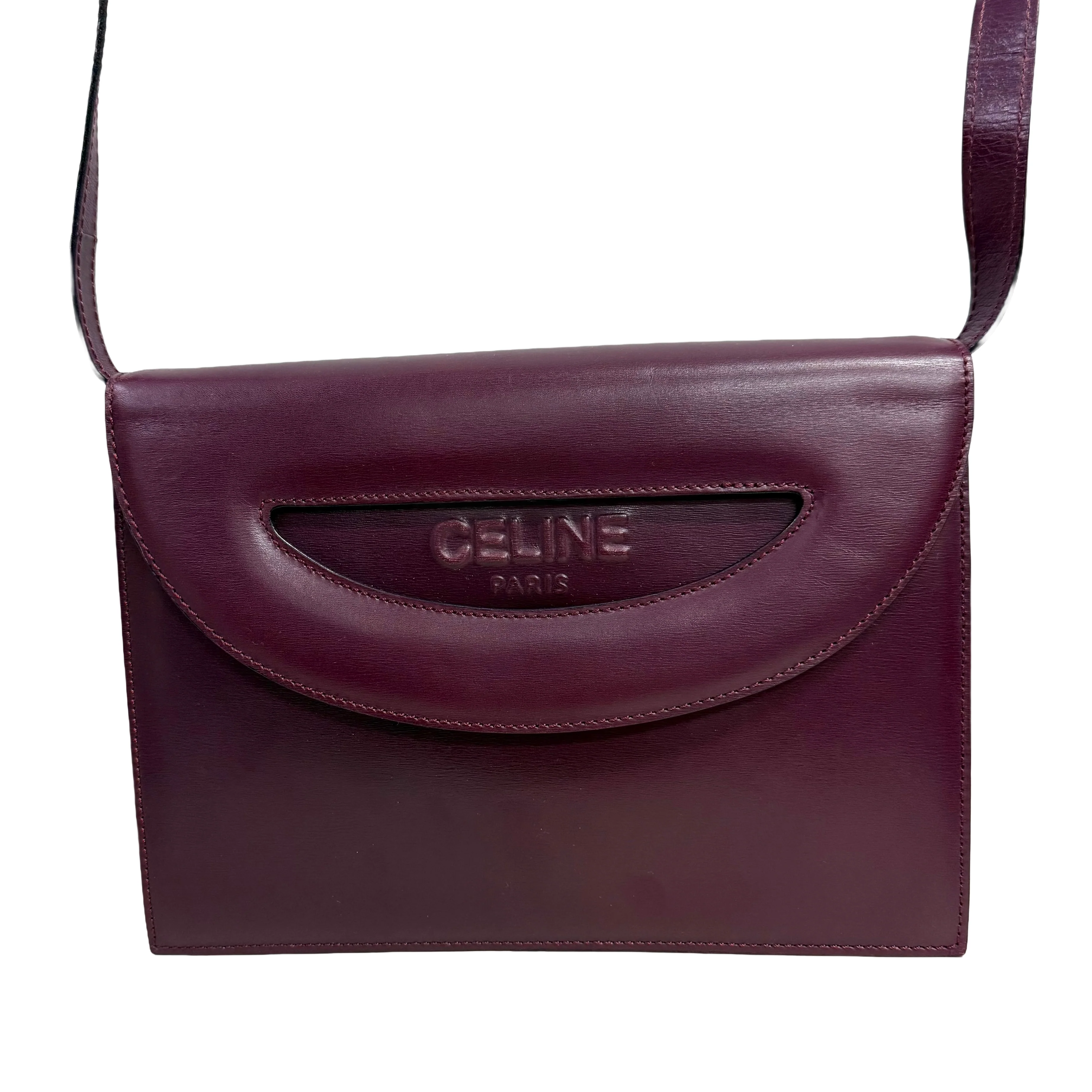 Céline | Structured Shoulder Bag – Burgundy Leather (Excellent Condition) - Image 5
