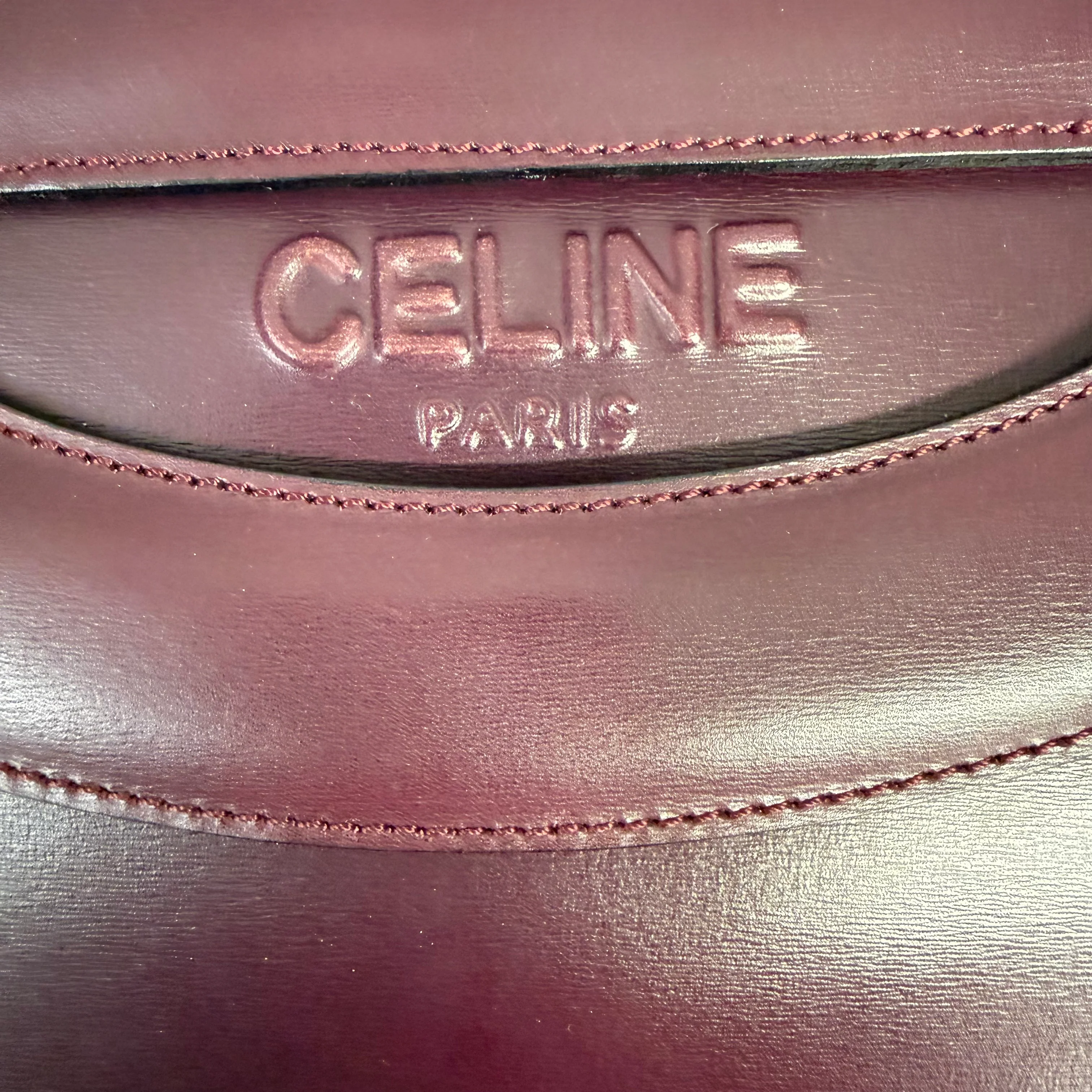 Céline | Structured Shoulder Bag – Burgundy Leather (Excellent Condition) - Image 8