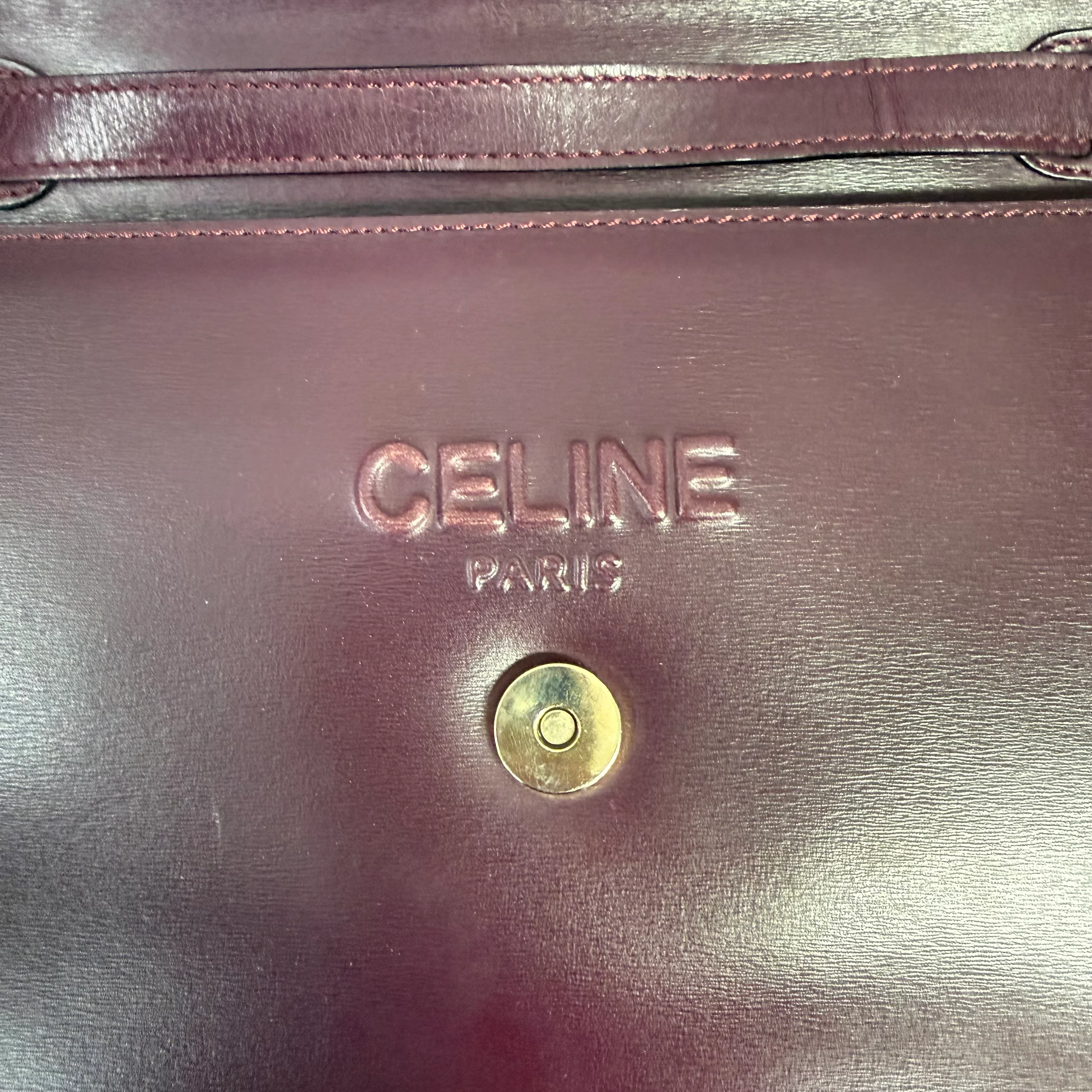 Céline | Structured Shoulder Bag – Burgundy Leather (Excellent Condition) - Image 9
