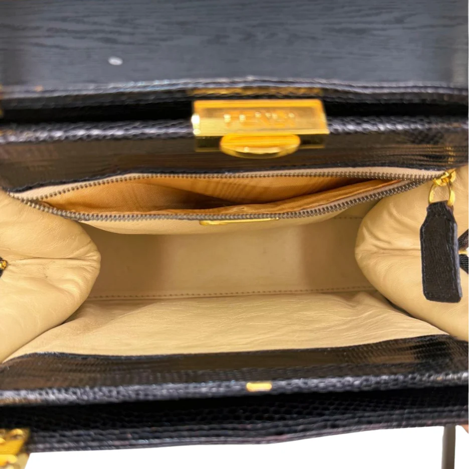 Fendi | Black Lizard Skin Handbag (Excellent Condition) - CONS - Image 5