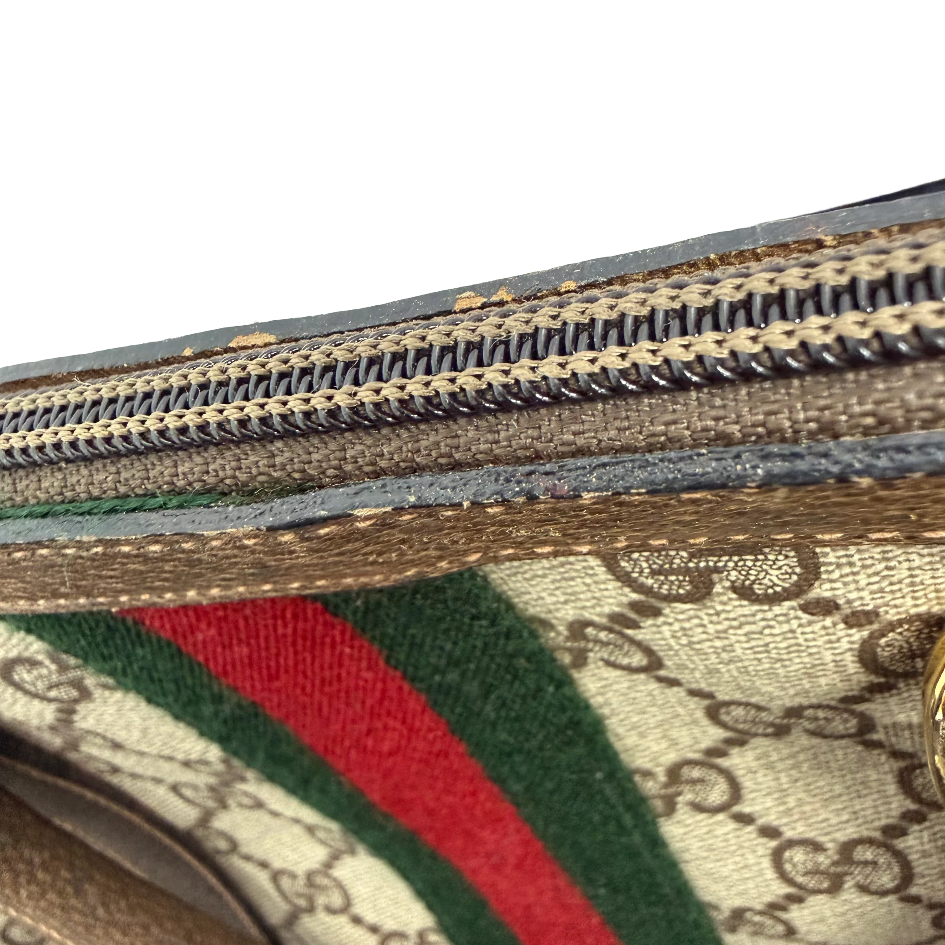 Gucci | Boston Bag – Beige Canvas with Web Stripe & Brown Leather Trim (Good Condition) - Image 7