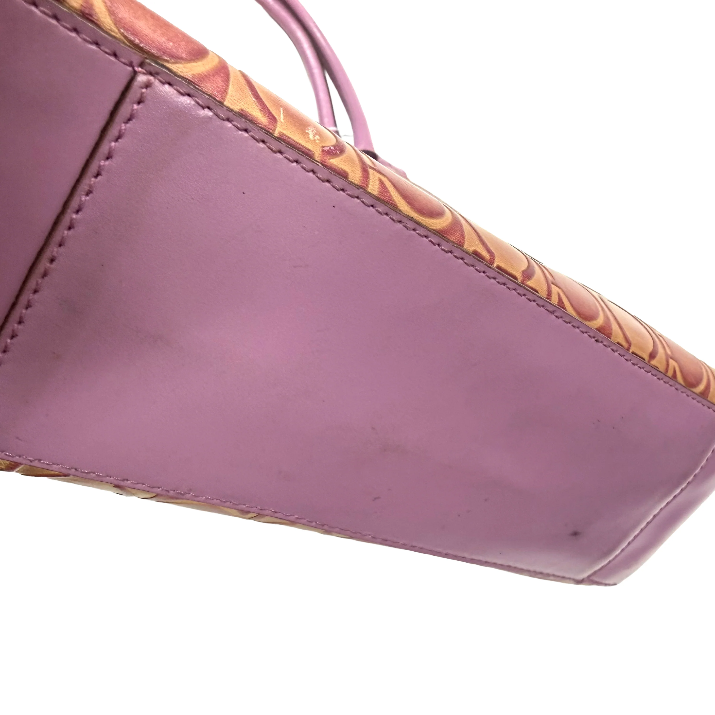 Salvatore Ferragamo | Gancini Monogram Shoulder Tote – Lilac Leather & Mauve Canvas (Good Condition) - Image 6