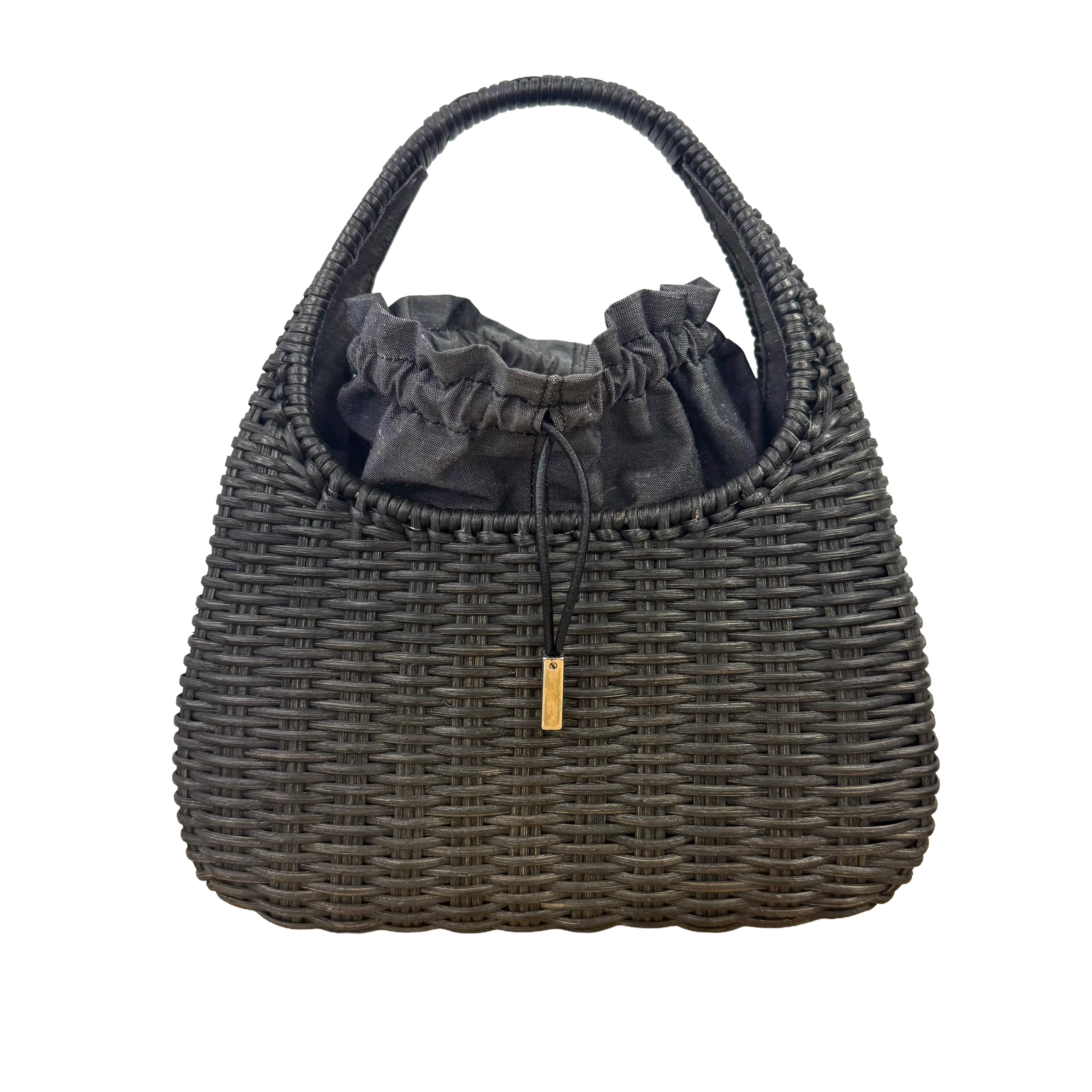 Salvatore Ferragamo | Woven Black Basket Bag with Drawstring Pouch (Pristine Condition) - Image 3